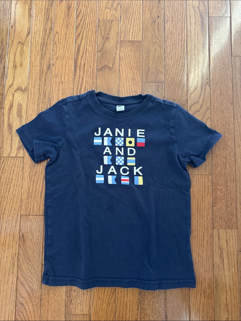 Janie and Jack Navy Short-Sleeve Tee with Nautical Graphic